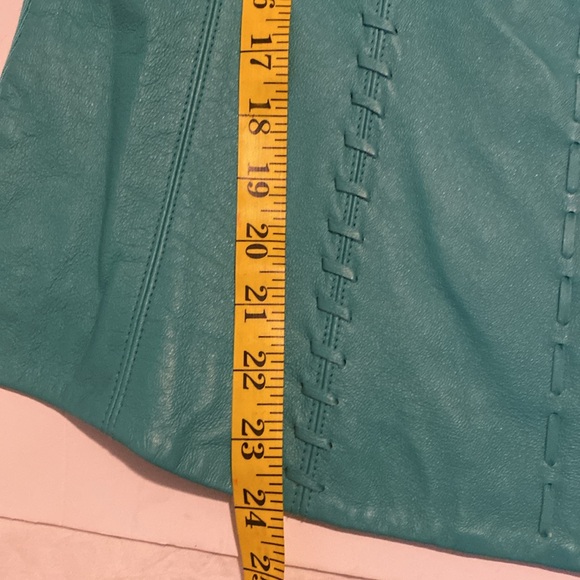 Leather and knit jacket in a gorgeous aqua colour - Picture 7 of 8